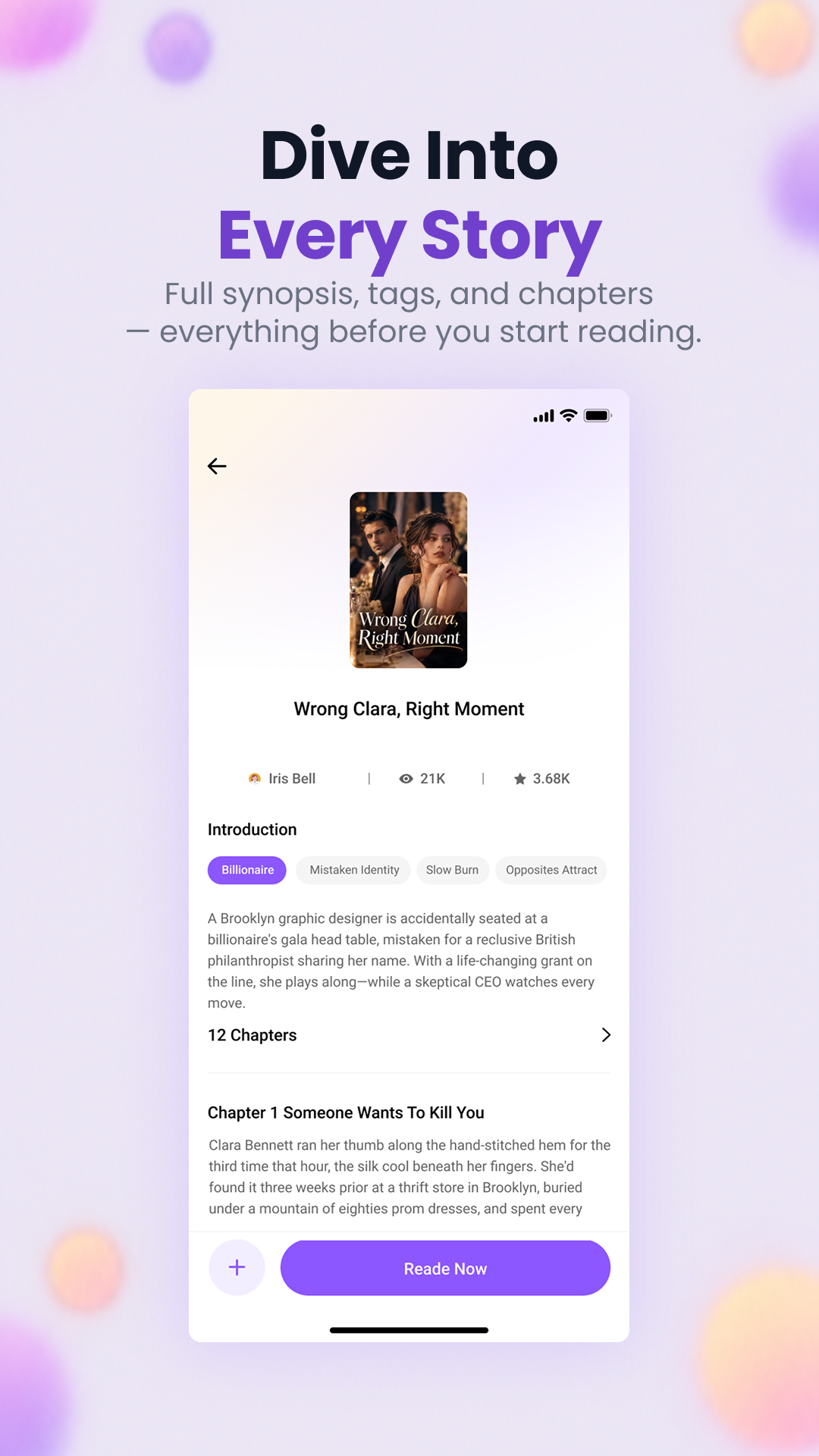 Novelophile app preview: Everything before you start reading